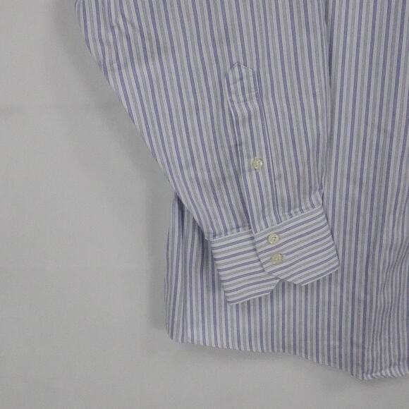 Brooks Brothers Shirt Mens 18 Blue Gray Stripe Regent Supima Non Iron Business - Picture 7 of 15